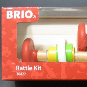 BRIO RATTLE KIT 30422 TWO MULTI-COLORED WOODEN RATTLES PERFECT BABY GIFT NEW!